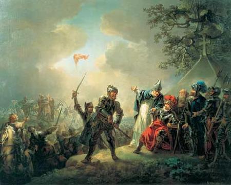Christian August Lorentzen Dannebrog falling from the sky during the Battle of Lyndanisse, June Spain oil painting art